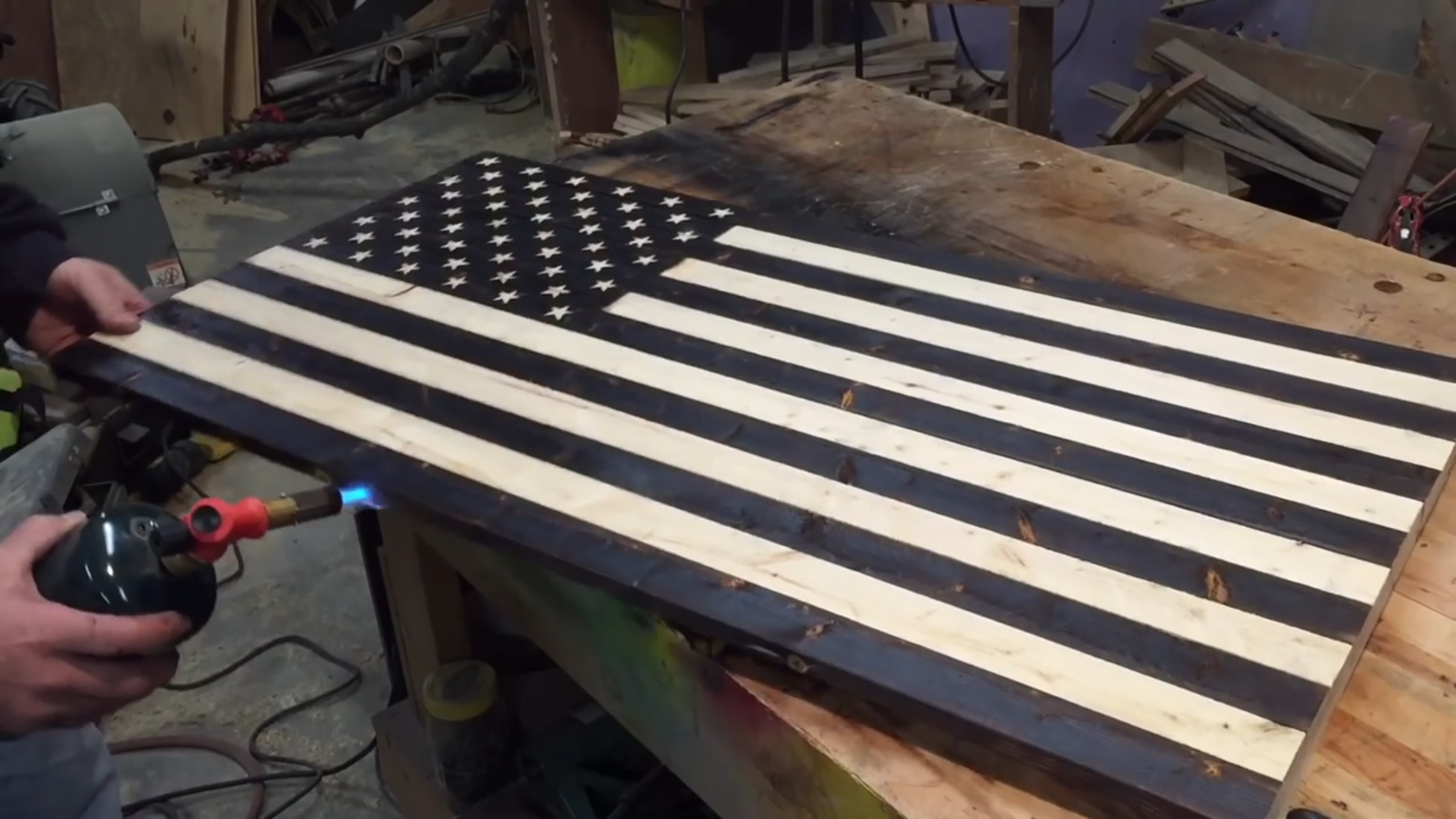 Rustic Torched American Flag Diy Project Jeff Furr - Burned Wood American Flag Diy